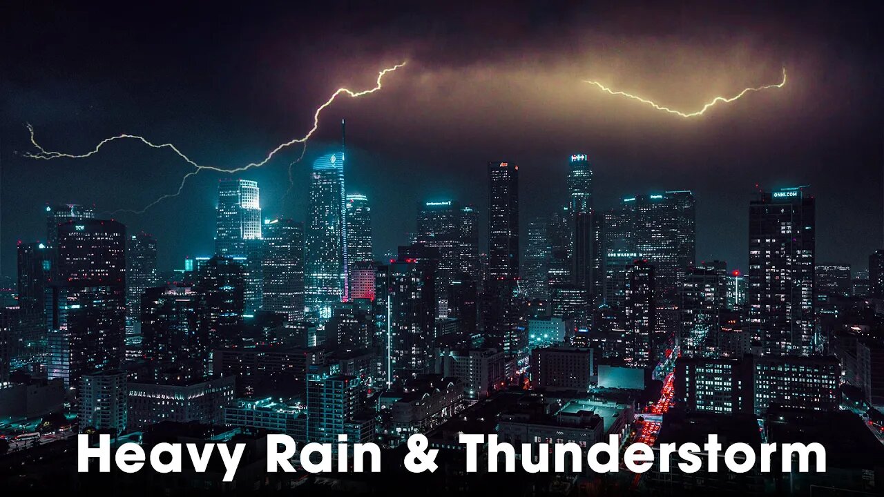 Thunderstorm & Lightning Strikes in Los Angeles Heavy Rain | Thunder & Lightning Sound Effects