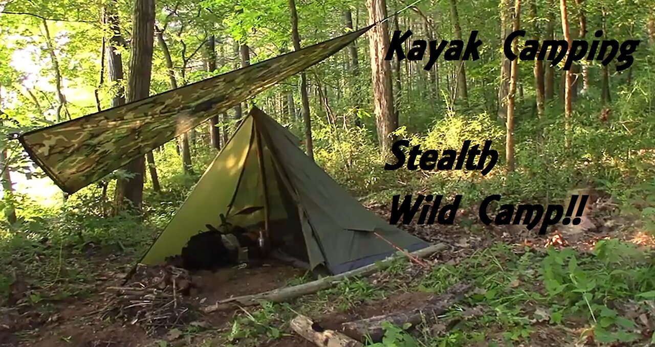 Solo Stealth Kayak Camp! Tipi Tent, Rain the AM, Growling in the Dark!!!