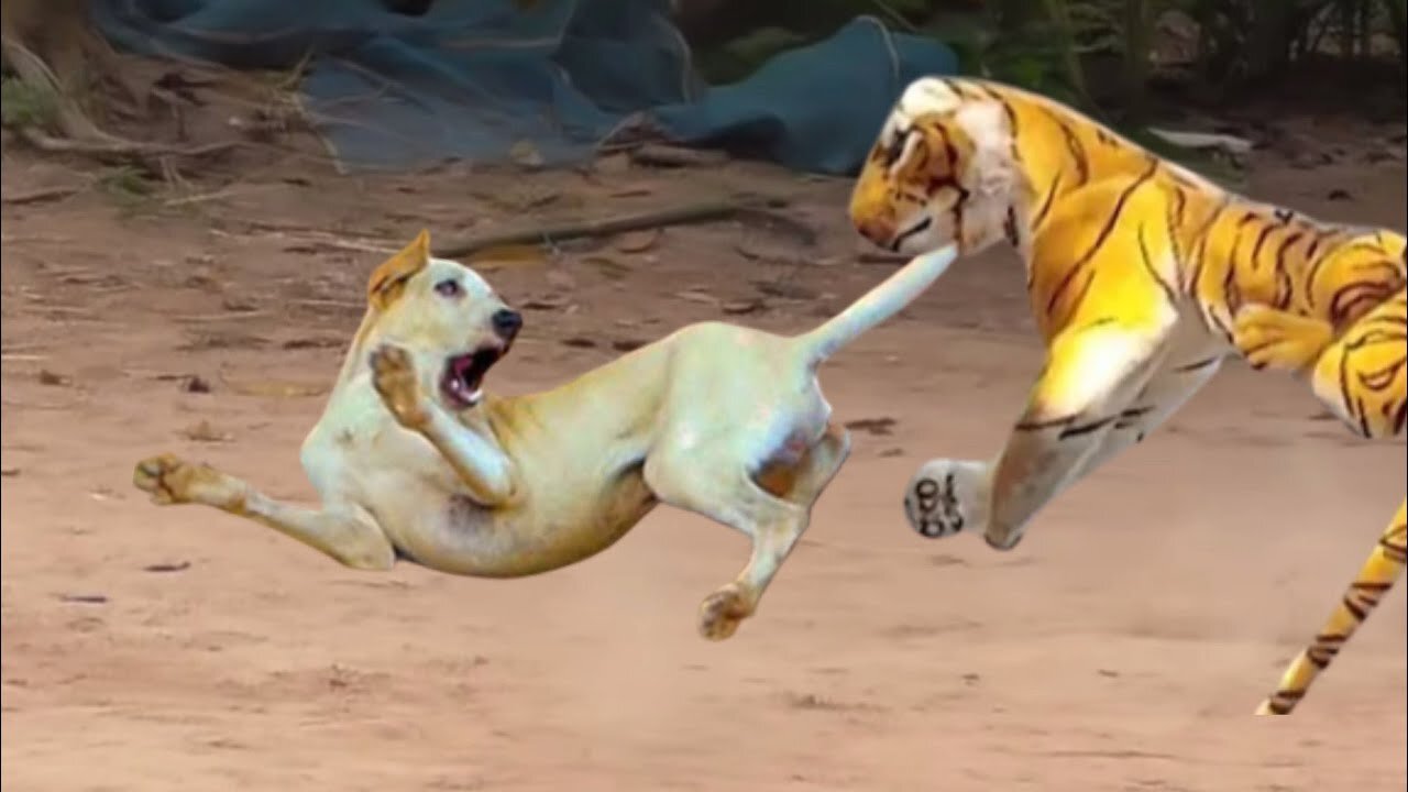 Fake Tiger Prank Dog So Funny _ Fake lion vs real dog prank _ Huge box prank to dog _ Funny video#45