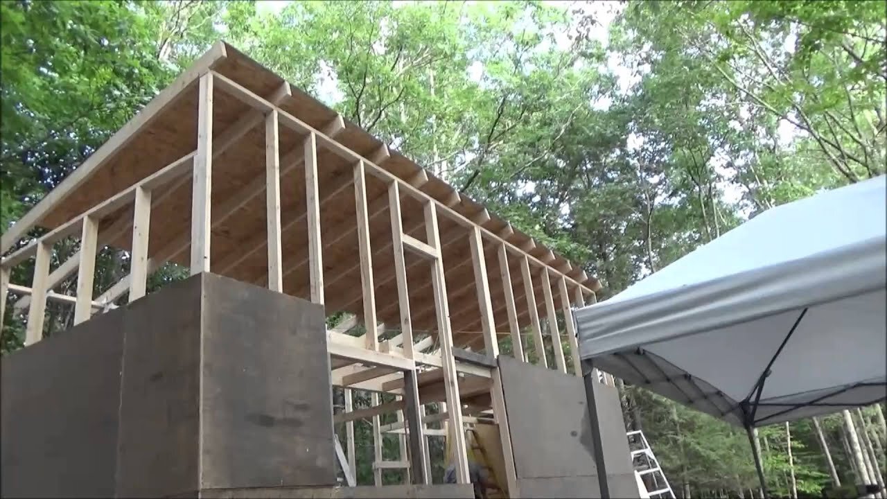 Nailing On The Roof Sheathing And Squaring The Tiny House