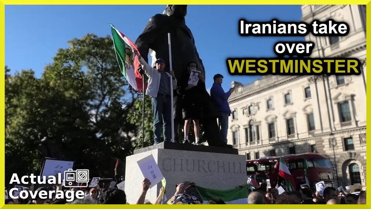 Iranians scale Churchill Statue | WESTMINSTER | 8th October 2022