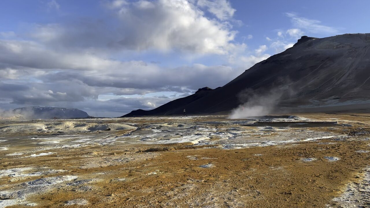 Magical iceland - geothermal area and rainbow