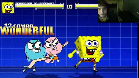 SpongeBob SquarePants VS Gumball The Cat In An Epic Battle In The MUGEN Video Game With Live Comment