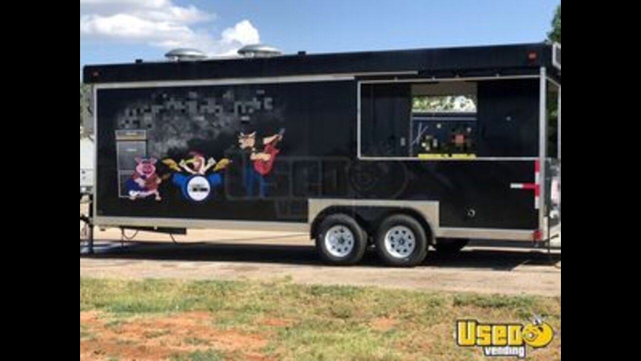 2020 - 8' x 22' BBQ Concession Trailer with Porch | Lightly Used BBQ Rig for Sale in Texas