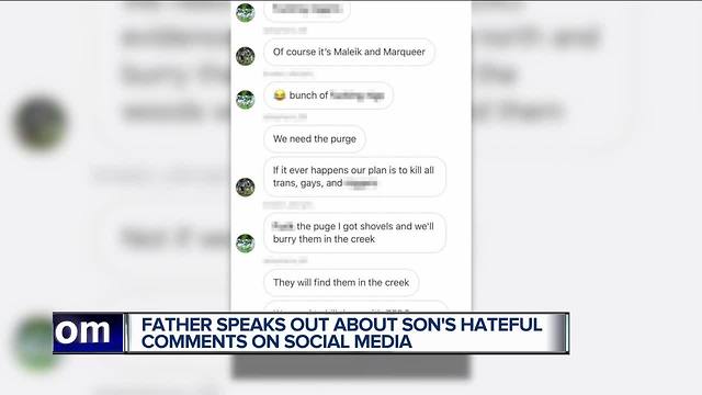 Allen Park father devastated by son's hate speech laced online postings