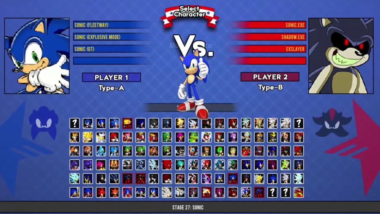 Fleetway Sonic & Sonic Explosive & Sonic GT VS Sonic exe & Shadow exe I Sonic Battle MUGEN HD