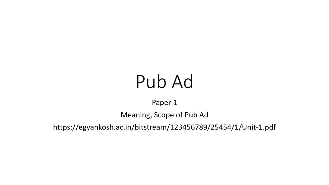 Pub Ad Meaning