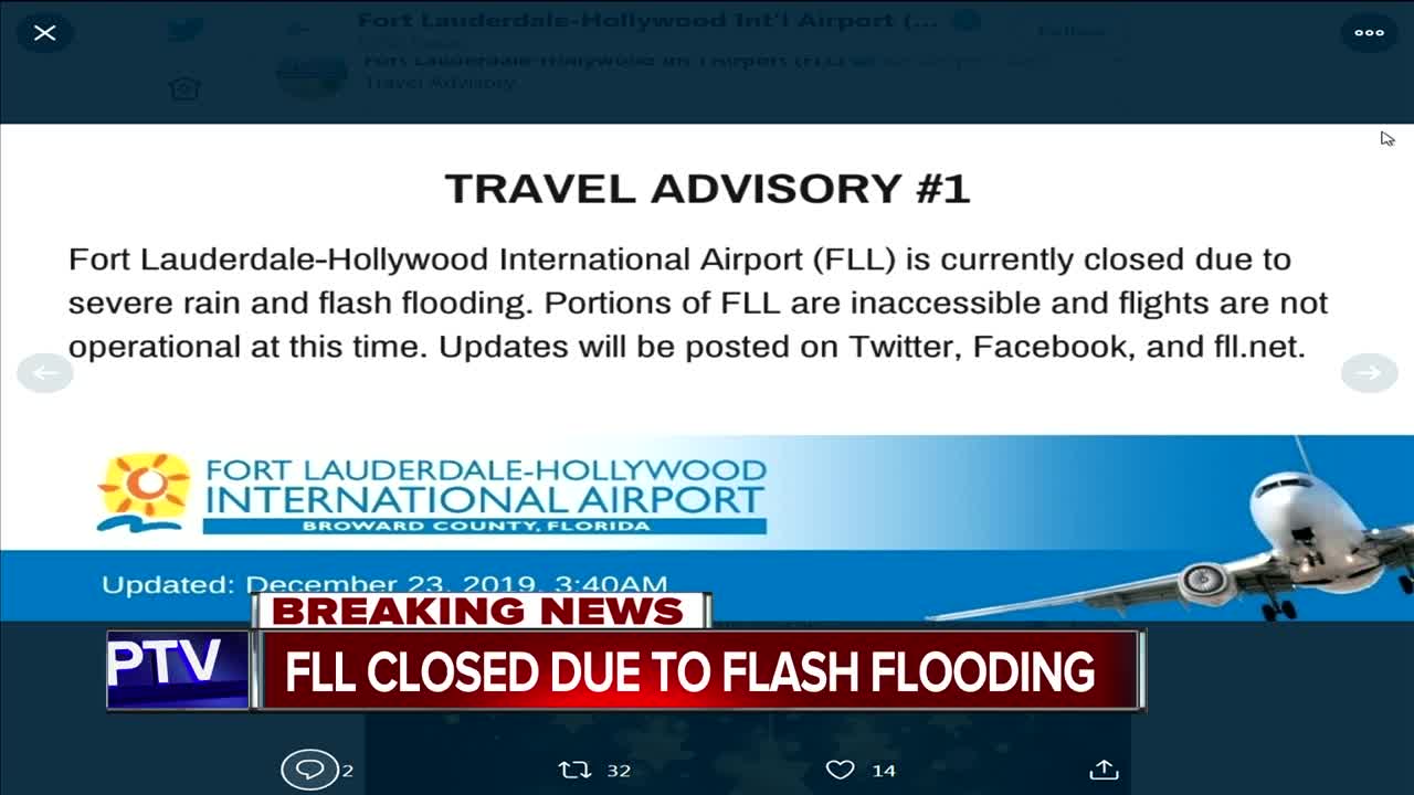 Fort Lauderdale-Hollywood International Airport closed to severe rain, flash flooding