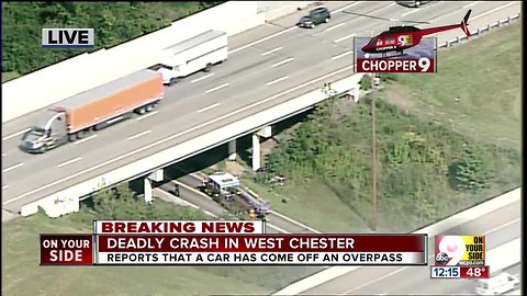 OSHP: 1 dead after car falls from overpass in West Chester