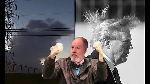 Angry old man shakes his fist at some clouds