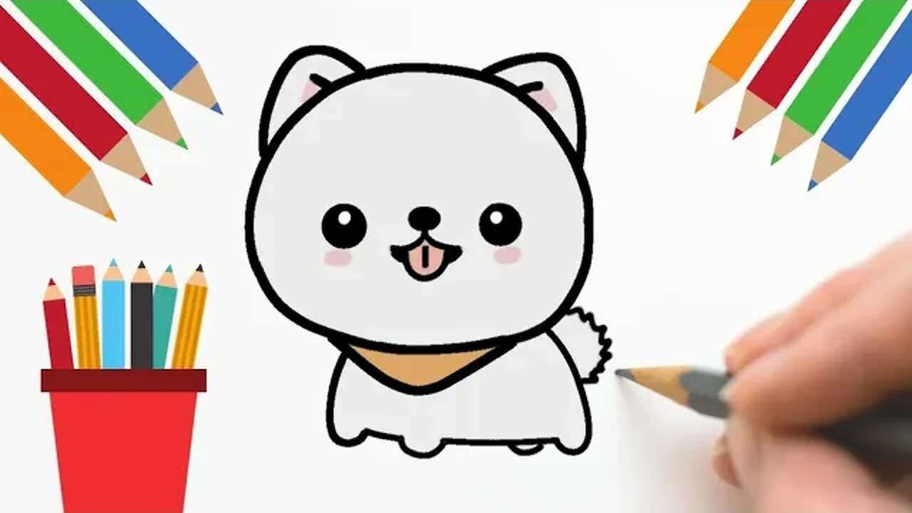 COMO DESENHAR CACHORRO (INICIANTES) | PRINTE A TELA NO FINAL DO VÍDEO 🎁 #desenhokawaii