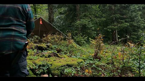 Camping alone in heavy rain and thunder -13