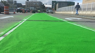 Bike path on Cleveland bridge gets makeover with unique substance