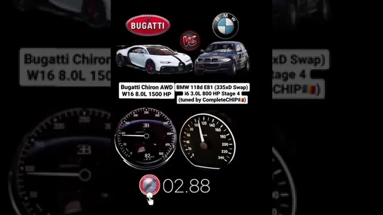 Bugatti Chiron Vs Bmw 118d 800hp