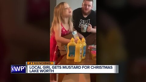 Lake Worth girl ecstatic about box full of mustard for Christmas