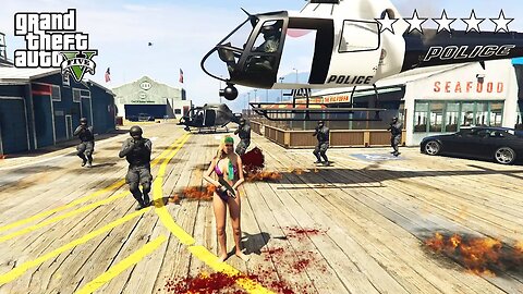 GTA 5 - Beach Girl’s FIVE STAR COP BATTLE (GTA V Funny Moment)