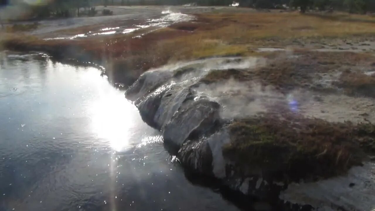View from above the Firehole River in Yellowstone National Park
