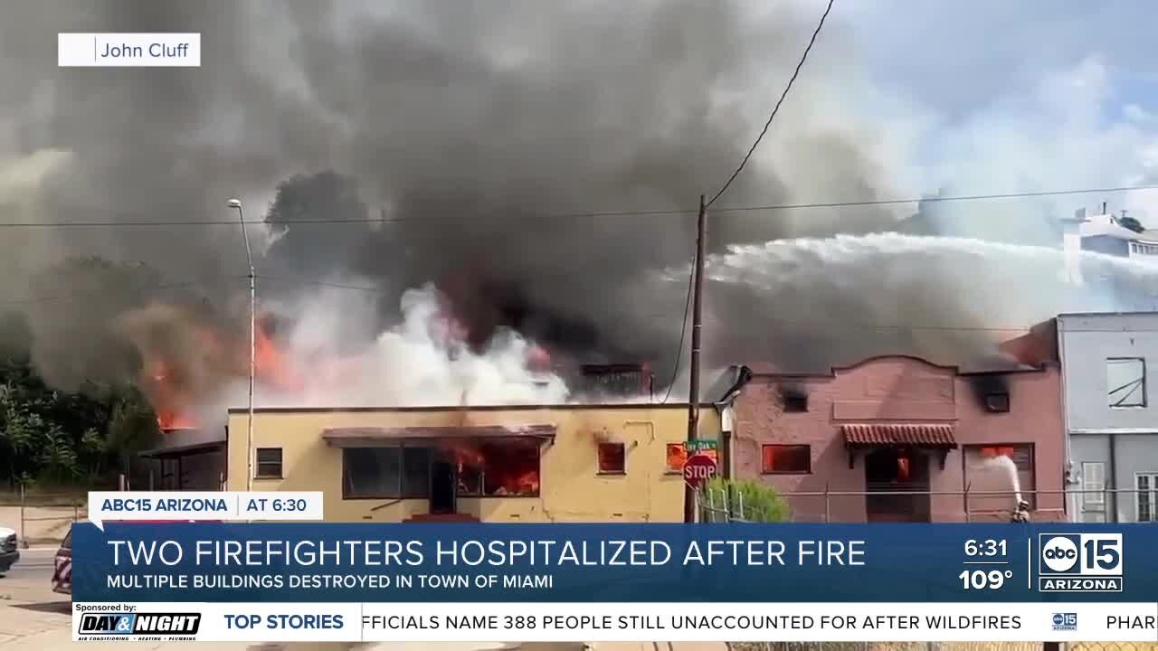 Two firefighters remain hospitalized after fire in Miami, Arizona