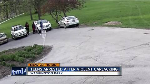 Violent carjacking caught on security cameras