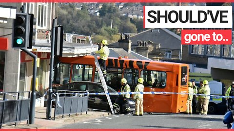 Employees relief after narrowly missing a terrifying crash in which bus ploughed through opticians