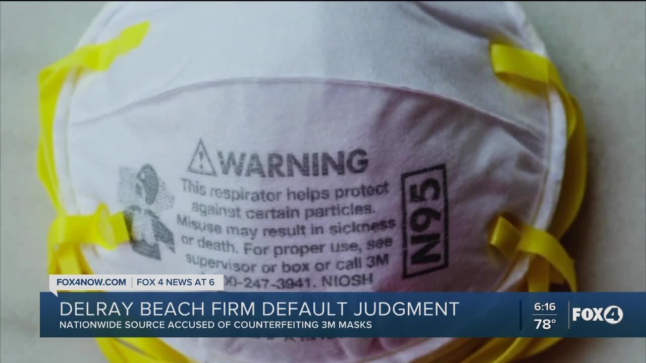 Default Judgement against company sued for selling fake masks
