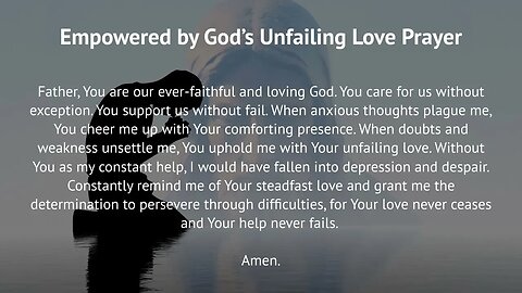 Empowered by God’s Unfailing Love Prayer (Prayer for Perseverance)