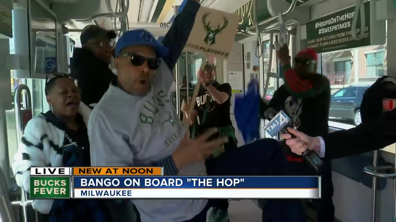 Bucks fans on board The Hop are just a little excited for Friday night's Game 3