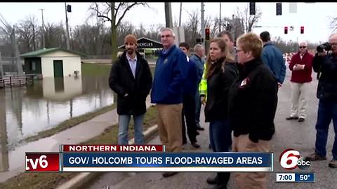 Governor Eric Holcomb tours flood damage in northern Indiana