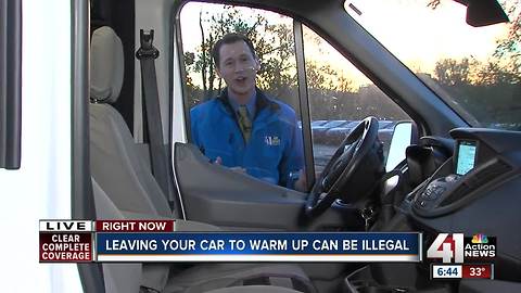 Warming your car up unattended is illegal in some KC metro cities