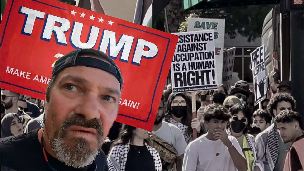 Waving Trump flags at a pro Palestine March