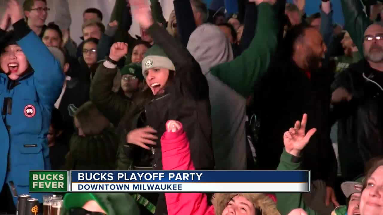 Bucks fans celebrate a victory in Game 3