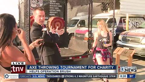 Axe Monkeys raise money for Operation Brush through axe throwing competition