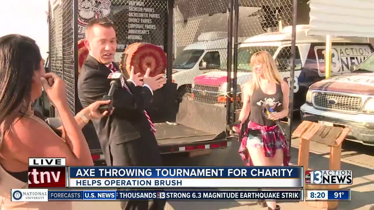 Axe Monkeys raise money for Operation Brush through axe throwing competition