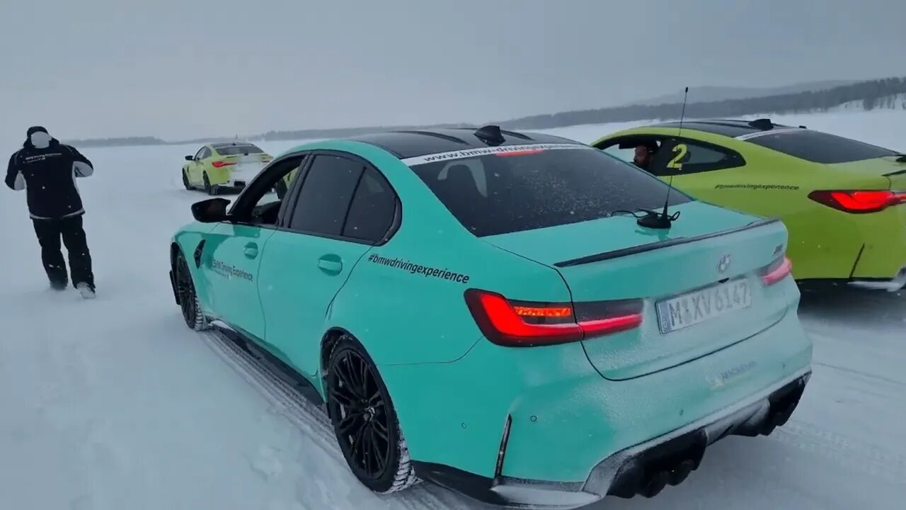 Mint Green BMW M3 Competition at BMW Experience Arjeplog Sweden [4k 60p]