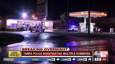 Tampa Police investigating four overnight store robberies