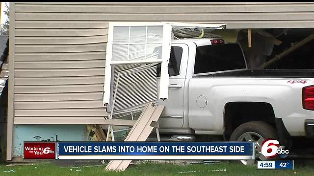 Truck slams into home on Indianapolis' southwest side