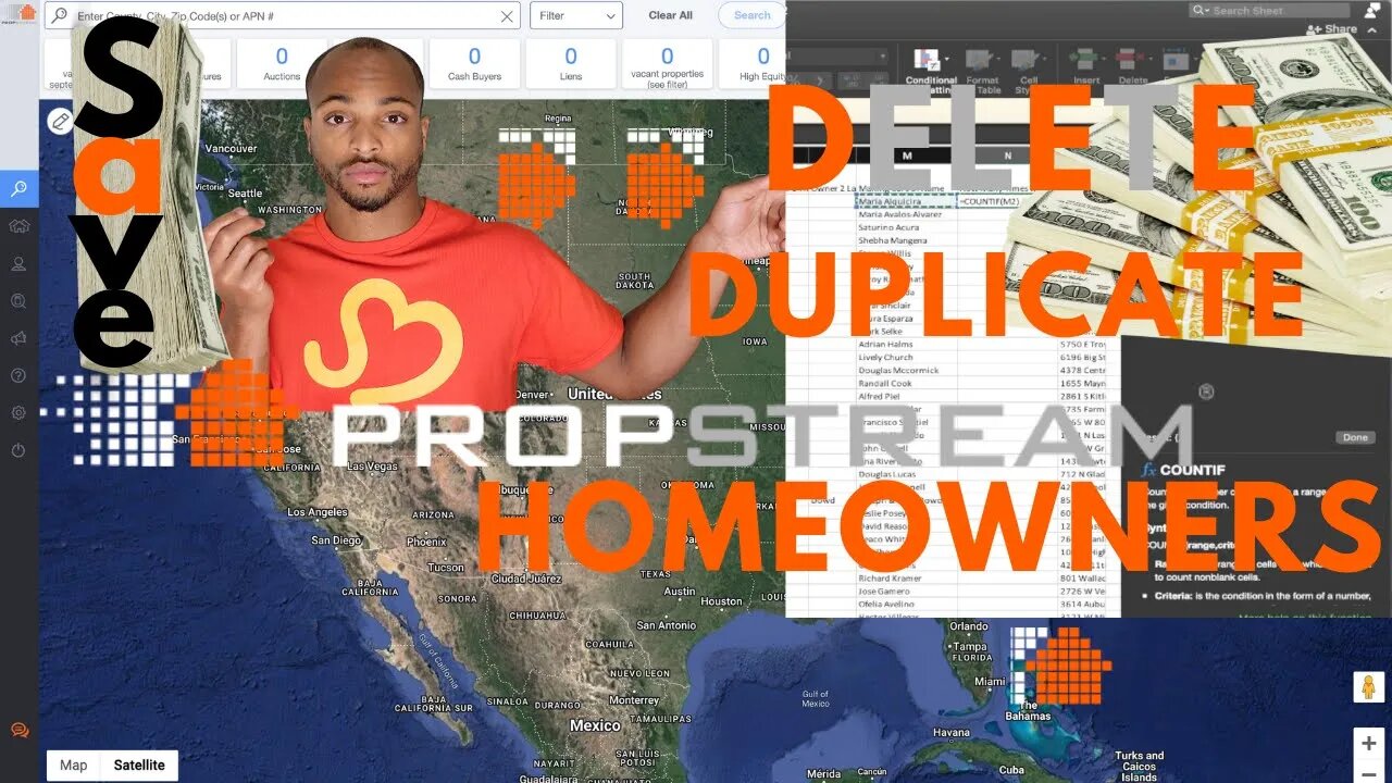 Propstream duplicate HOMEOWNER removal | Wholesale Real Estate | How to filter list in excel #data