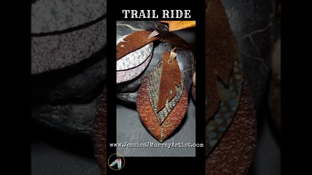 TRAIL RIDE, 2 inch, Leather Feather earrings