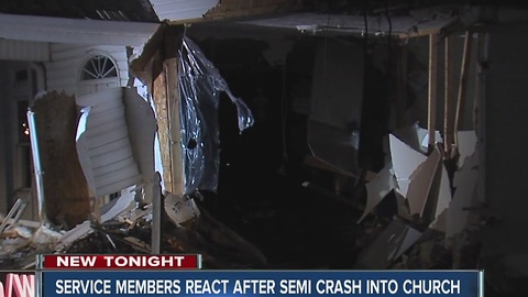 Semi drives through church in Delaware County