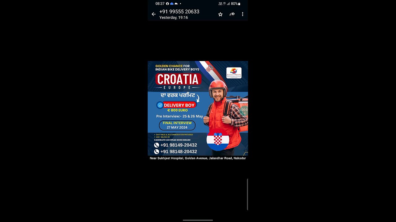 Croatia delivery boy job