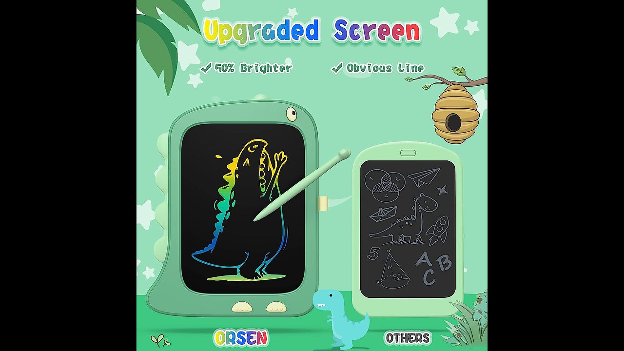 ORSEN Tableta de Escritura LCD 8,5 Pulgadas, Tablero de Dibujo Electrónico, Pizarra Infantil Juguetes de Dinosaurio Regalo de Cumpleaños para Niñas y Niños de 3 4 5 6 7 8 Años Regalos para Niños Verde . La inspiración de los niños supera su imagin