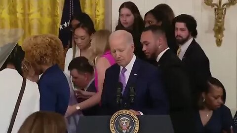 Someone appears to have fainted during Biden's remarks to the LSU women’s basketball team.