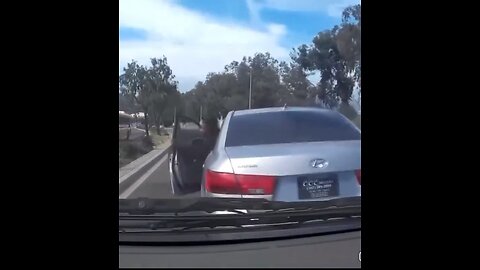 woman jumping out of moving car