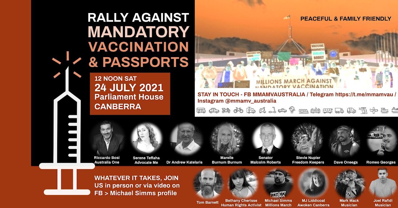 Canberra Freedom Rally 24 July 2021 - Millions March Against Mandatory Vaccination and Passports
