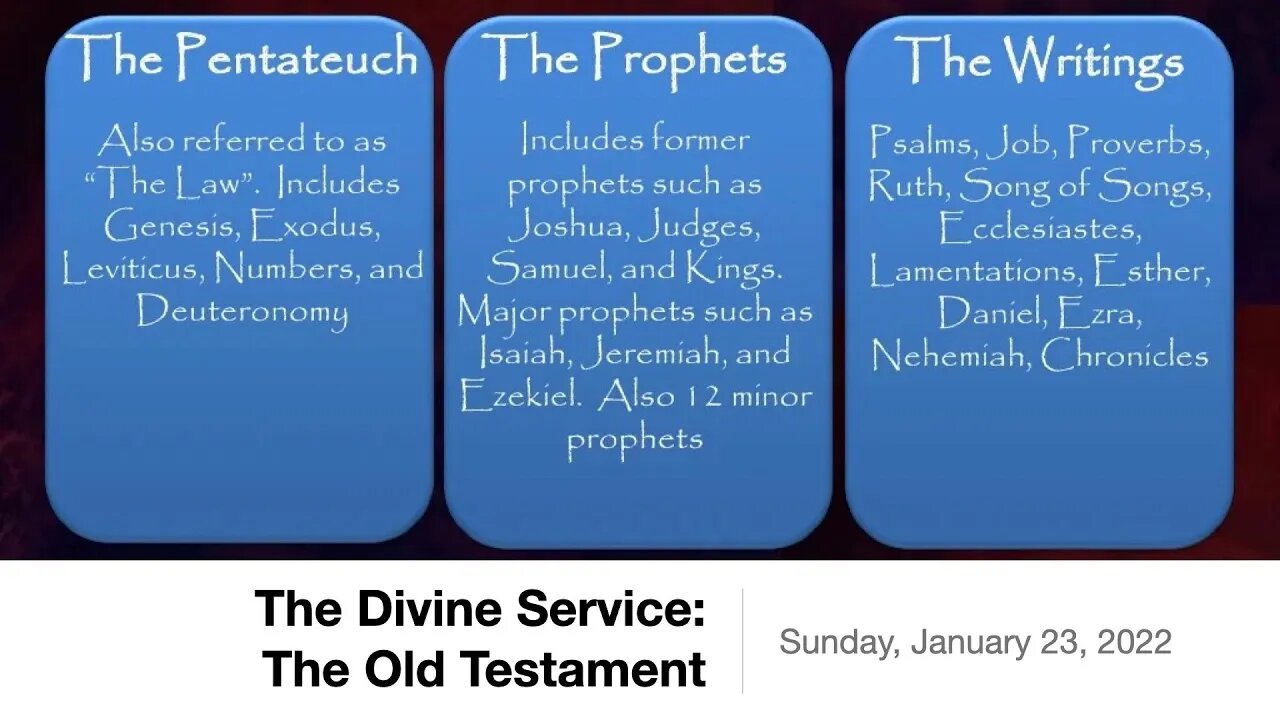 The Divine Service: The Old Testament - January 23, 2022