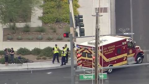 Ambulance on the scene of a car, bicycle crash