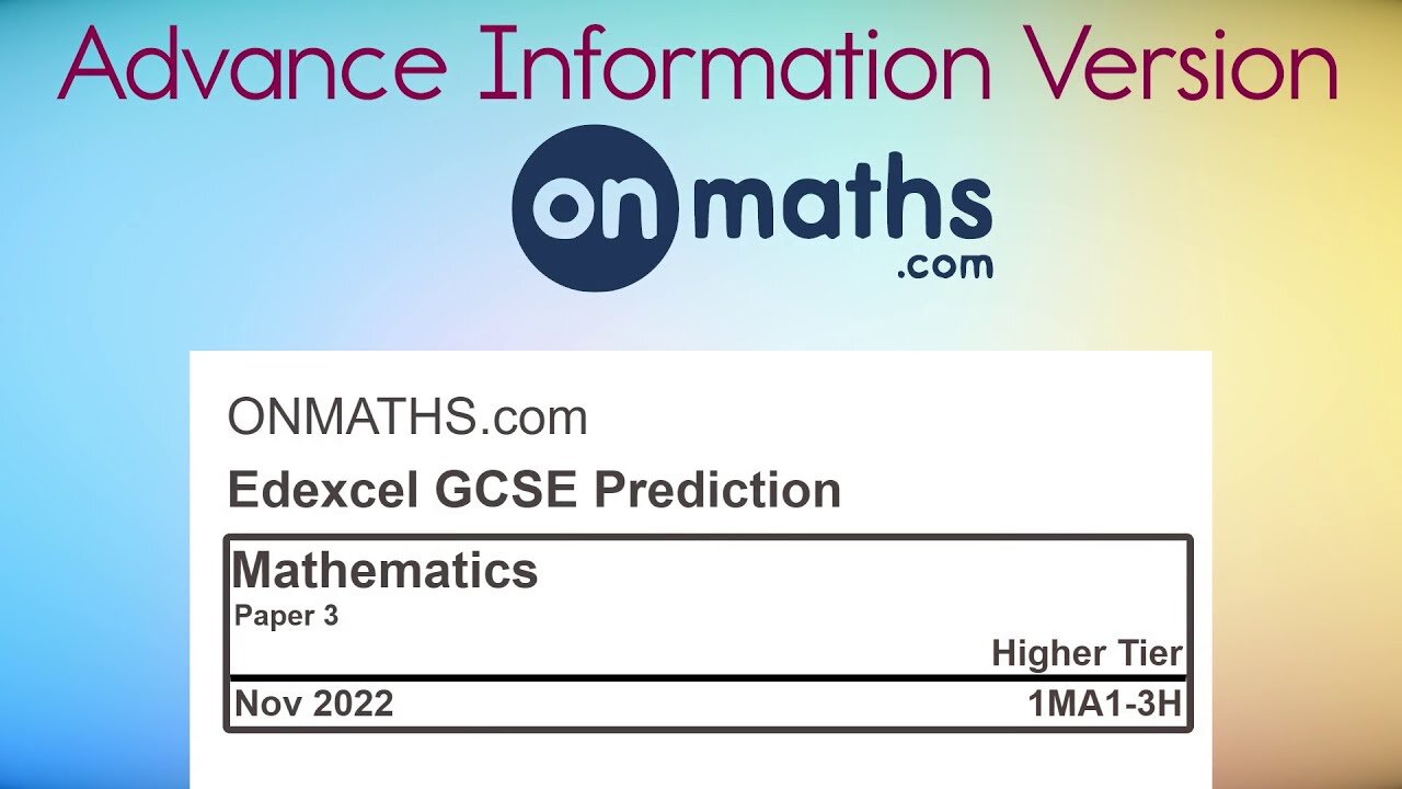 November 2022 Predicted Maths GCSE RESIT Paper 3 Edexcel (Higher) Calculator Exam 1MA1-3H