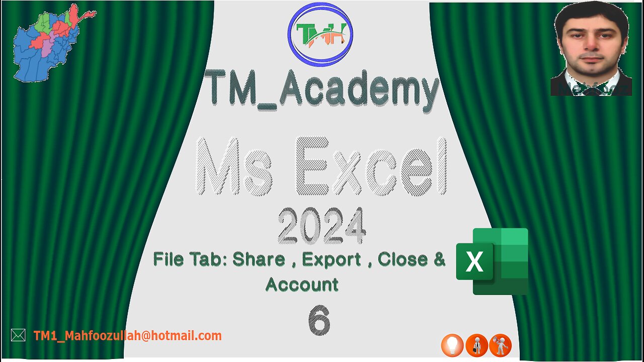 Excel 2024:Lesson 6, File Tab: Share,Export,Close and Acount