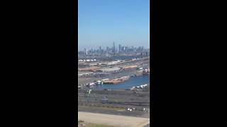 Amazing view of New York City at takeoff from Newark airport