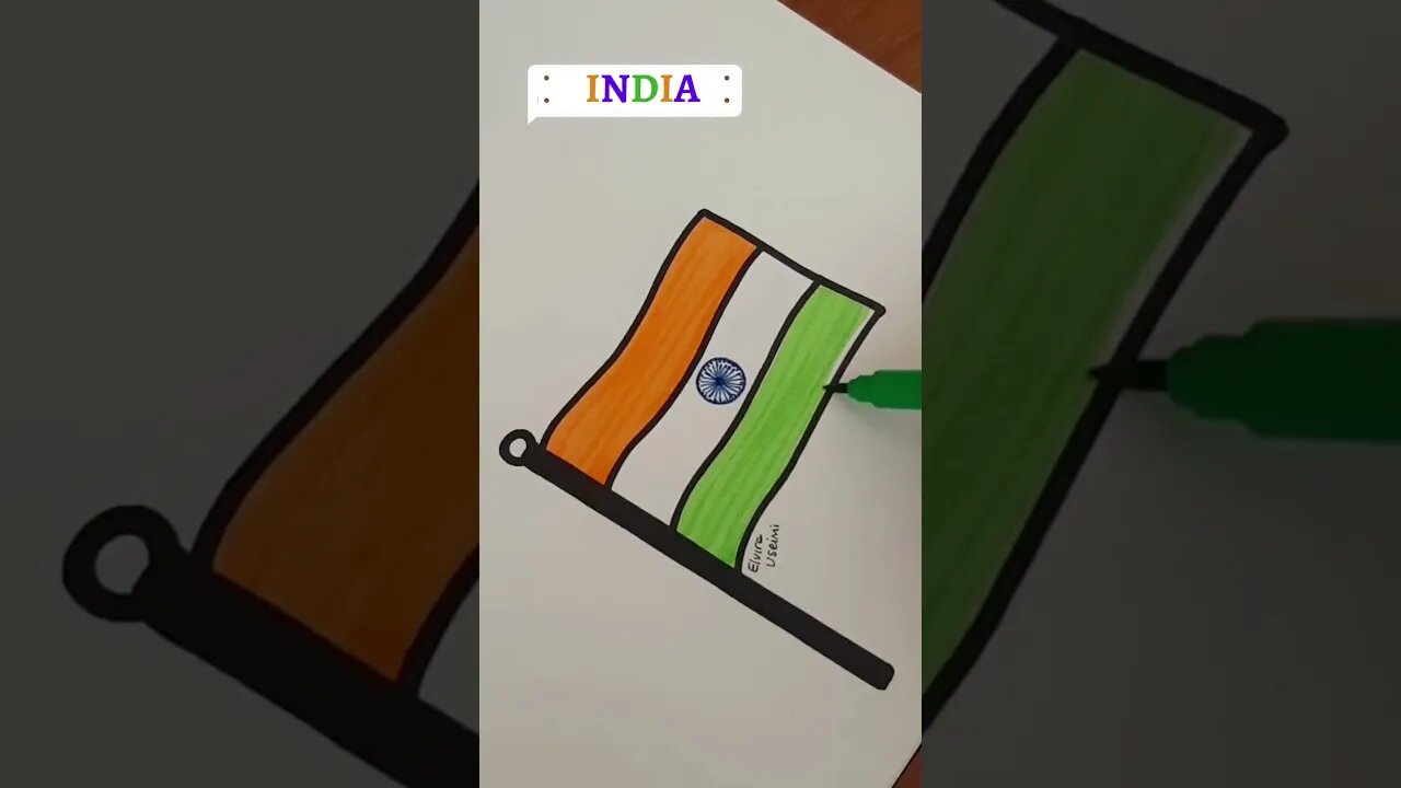 Beautiful India flag drawing #india